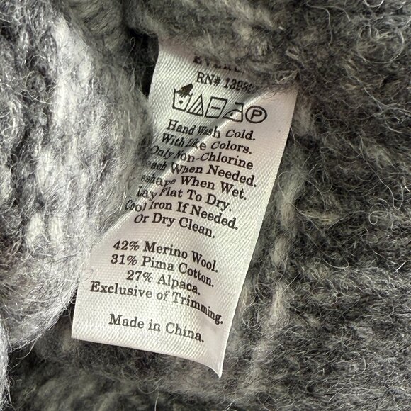 Everlane The Cloud Checkered Turtleneck Wool Alpaca Cotton Blend Sweater Gray XS - Picture 6 of 6